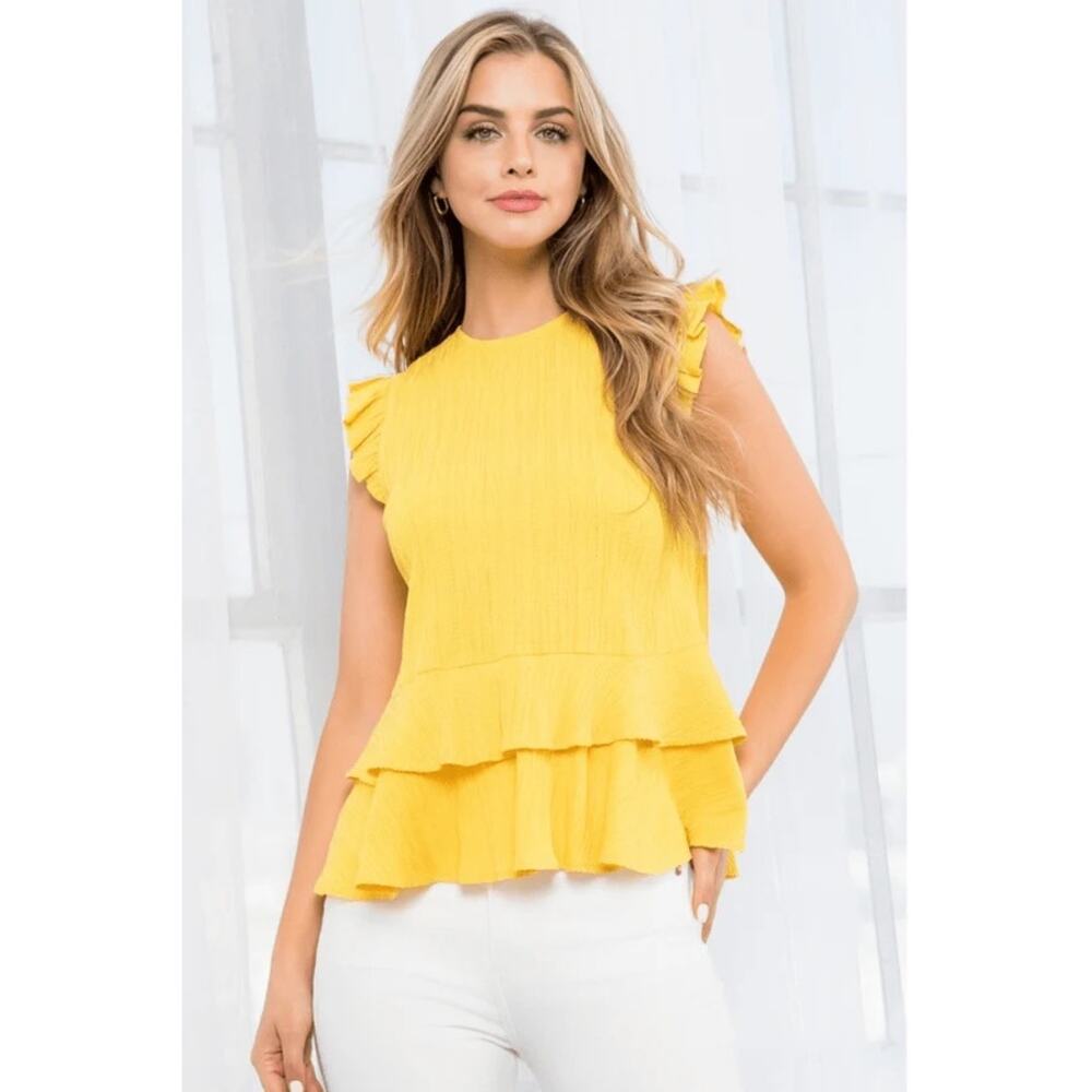 THML Yellow Ruffle Tie Back Top - Picture 2 of 2